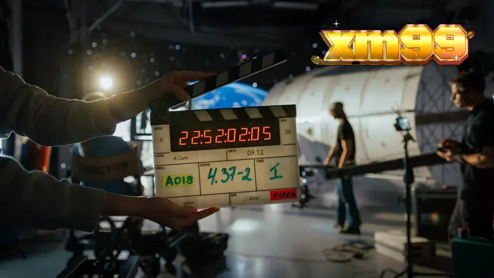 Tampilan layar permainan slot bertema film dengan elemen desain yang imersif